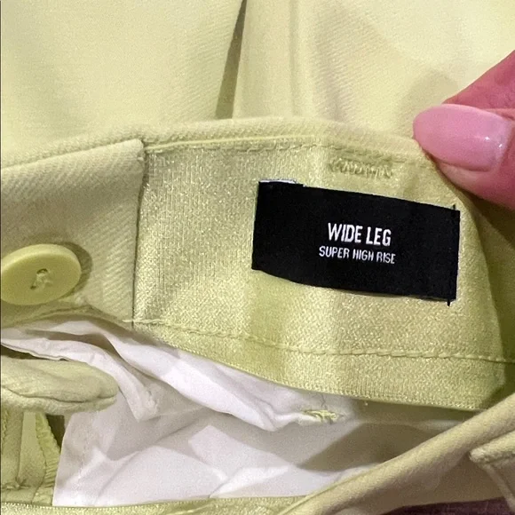 Express Neon Lime Wide-Leg High-Rise Pants - Picture 4 of 10